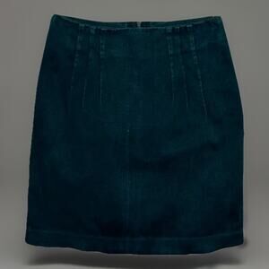 Compagnie Intl Express Green Stretch Mini Skirt Back Zip Y2K Bold Preppy - Sz 5